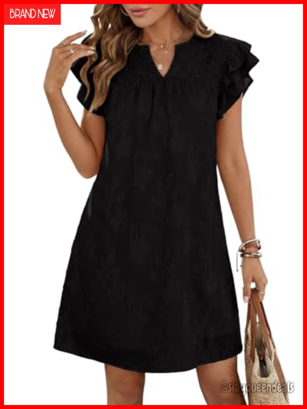 Ruffle Short Sleeve V Neck Smocked Floral Burnout Mini Dress